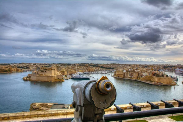 Τρεις Πόλεις Vittoriosa Senglea Και Cospicua Παραθαλάσσια Όπως Φαίνεται Από — Φωτογραφία Αρχείου