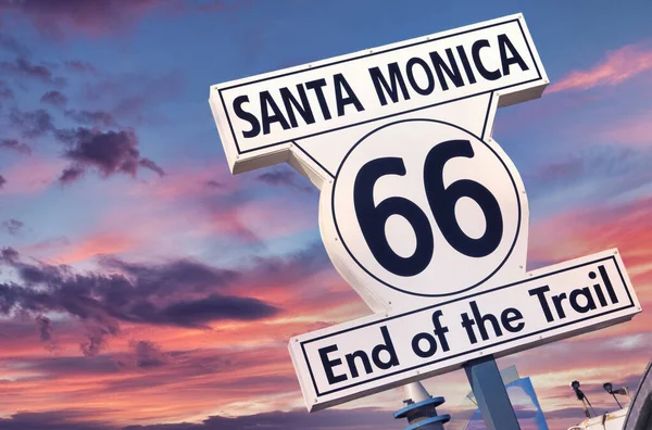 Señal Ruta Final Ruta Santa Mónica California — Foto de Stock