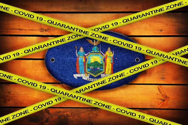 Covid Nastro Giallo Avvertimento Scritto Con Zona Quarantena Copertina Sull — Foto Stock