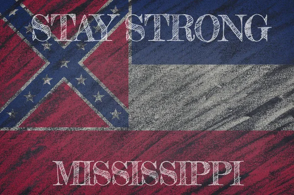 Covid Figyelmeztetés Karanténzóna Mississippiben Zászlós Illusztráció Coronavirus Veszélyes Terület Karantén — Stock Fotó
