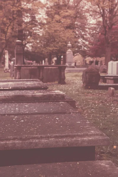 Criptas sobre el suelo en el cementerio antiguo —  Fotos de Stock