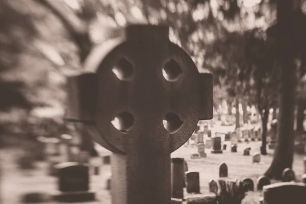 Celtic Cross in Cemetery — Stok fotoğraf