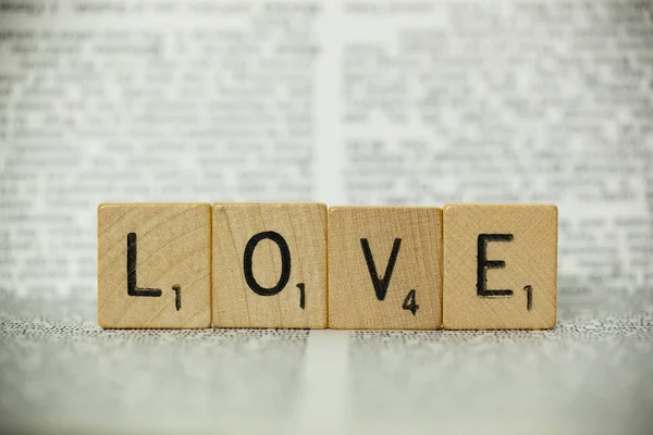 Scrabble Azulejo Feitiço amor — Fotografia de Stock