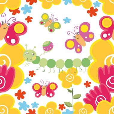 yaz çiçek ve böcek ile Seamless Modeli