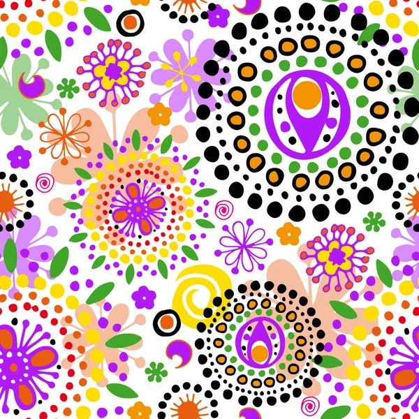 Abstracto patrón retro floral sin costura — Vector de stock
