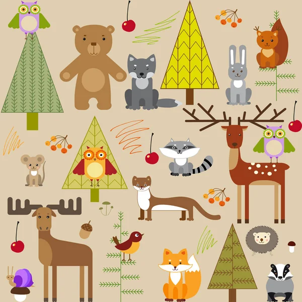 şirin orman hayvanları ışık arka plan üzerinde