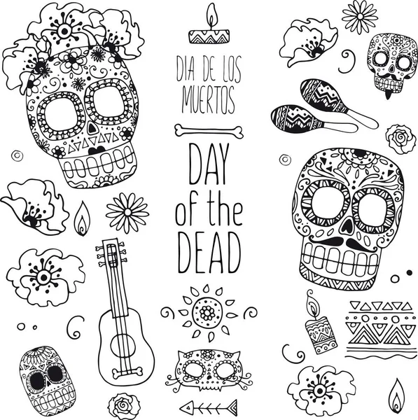 Dia de muertos çizilmiş karalamalar el