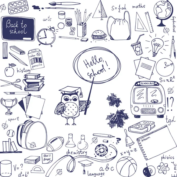 Doodle okul öğeleri arka plan