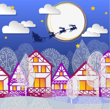 kış gece arka plan ve Noel Baba ile