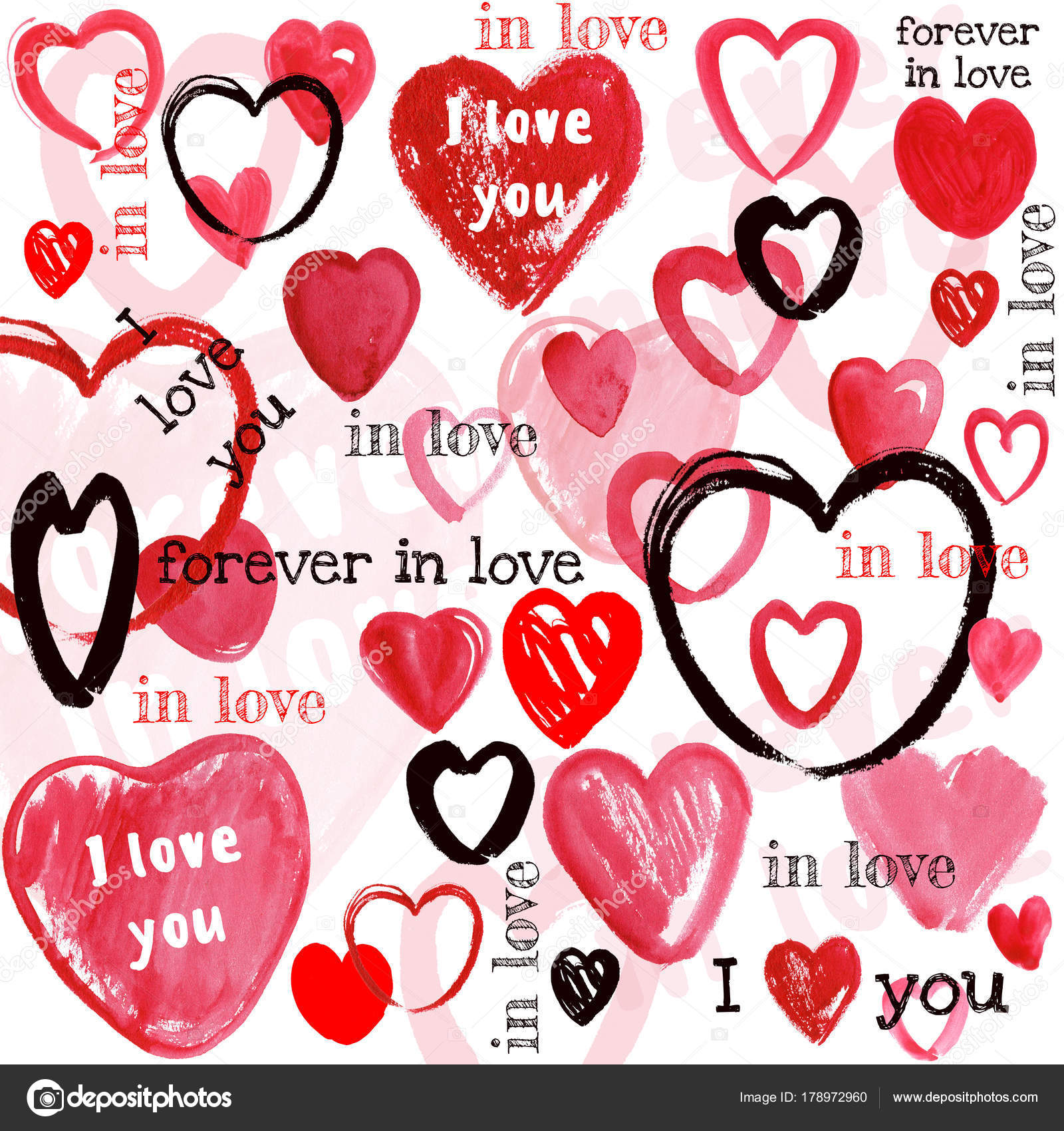 Hand drawn hearts. Valentines day template Stock Illustration by ©nanka ...
