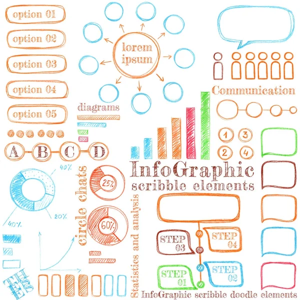 Elementi scarabocchi infografici — Foto Stock