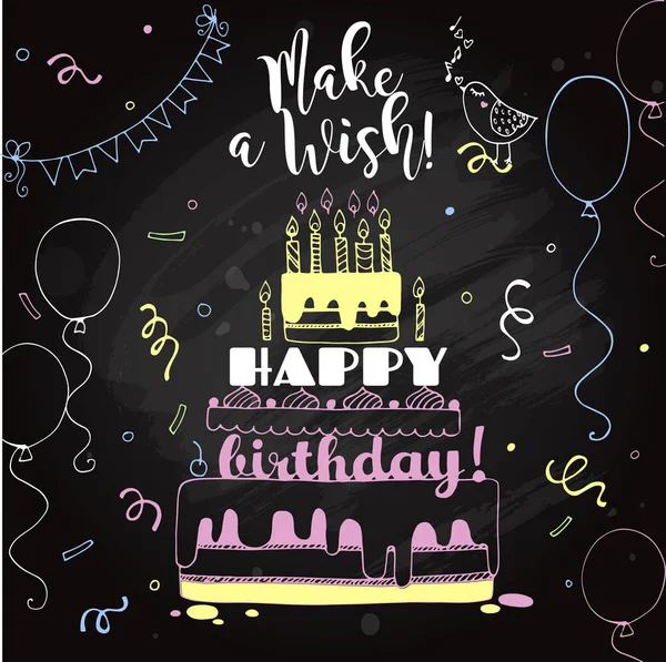 elle çizilmiş mutlu yıllar doodle blackboard arka plan