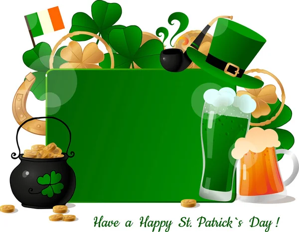 Patricks Day Szablonu Patricks Day Pozdrowienie Tła — Wektor stockowy