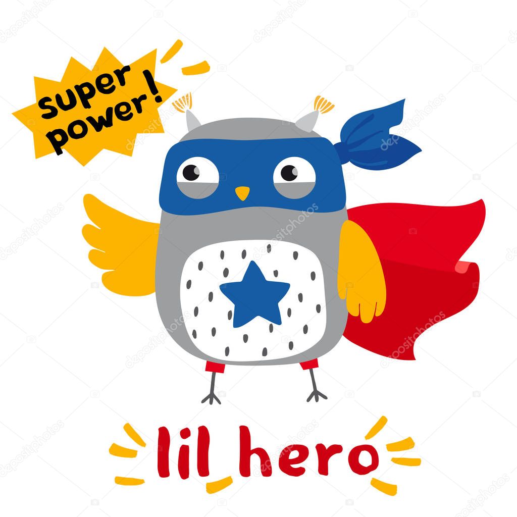 little cartoon owl superhero card