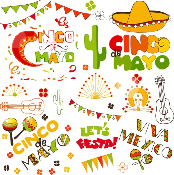 Cinco de mayo doodle elements — 图库矢量图片