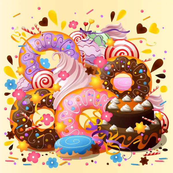 お菓子やデザートの抽象的な背景 — ストックベクタ