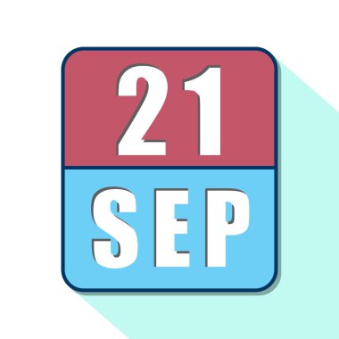 21 Eylül. Ayın 20 'si, beyaz arkaplanda basit takvim simgesi. Planlama. Zaman yönetimi. Web tasarımı için takvim simgeleri. Sonbahar ayı, yılın günü konsepti.
