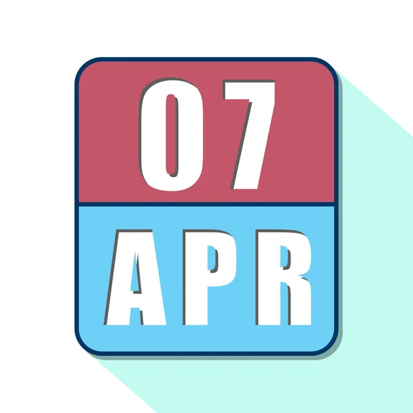 7. April. Tag 7 des Monats, einfaches Kalendersymbol auf weißem Hintergrund. Planung. Zeitmanagement. Reihe von Kalendersymbolen für Webdesign. Frühlingsmonat, Tag des Jahres — Stockfoto