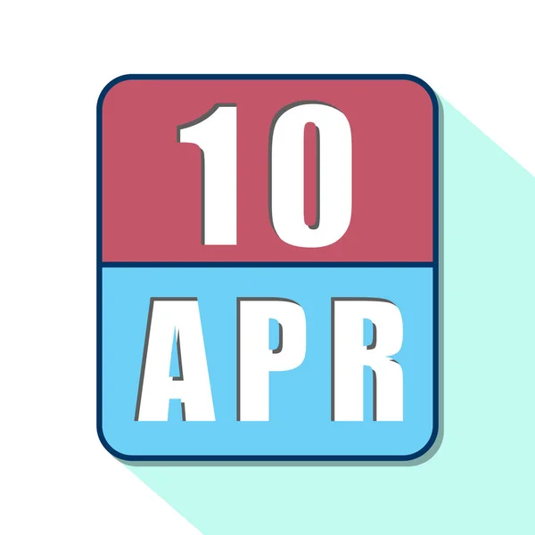 Le 10 avril. Jour 10 du mois, Icône calendrier simple sur fond blanc. Planifier. Gestion du temps. Ensemble d'icônes de calendrier pour la conception web. printemps mois, jour de l'année concept — Photo