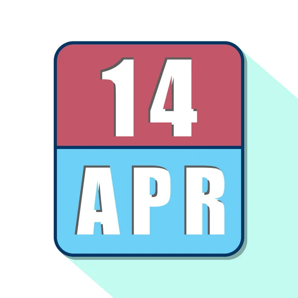 Le 14 avril. Jour 14 du mois, Icône calendrier simple sur fond blanc. Planifier. Gestion du temps. Ensemble d'icônes de calendrier pour la conception web. printemps mois, jour de l'année concept — Photo