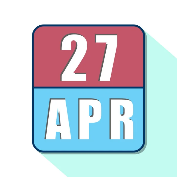 27. dubna. 27. den v měsíci, Jednoduchá ikona kalendáře na bílém pozadí. Plánování. Řízení času. Sada ikon kalendáře pro web design. jarní měsíc, den koncepce roku — Stock fotografie