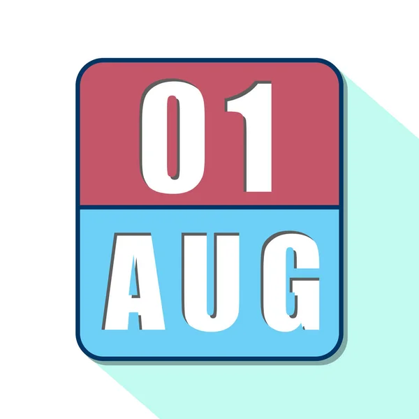Första augusti. Dag 1 i månaden, Enkel kalender ikon på vit bakgrund. Planerar. Tidsplanering. Uppsättning av kalenderikoner för webbdesign. sommarmånad, årets dag koncept — Stockfoto