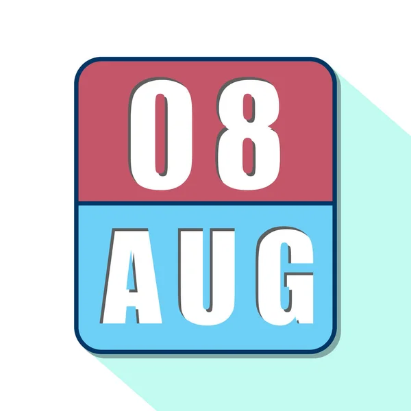 August 8th. Day 8 of month,Simple calendar icon on white background. Planning. Time management. Set of calendar icons for web design. summer month, day of the year concept — Stock Photo, Image