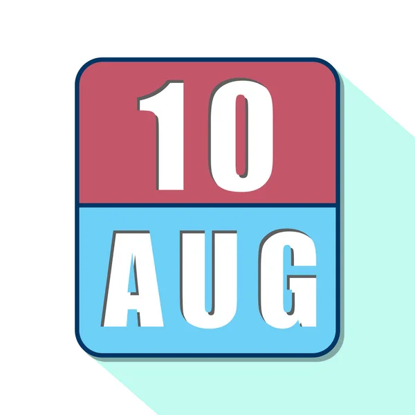 10 de agosto. Día 10 del mes, icono de calendario simple sobre fondo blanco. Planeando. Gestión del tiempo. Conjunto de iconos de calendario para el diseño web. verano mes, día del año concepto — Foto de Stock