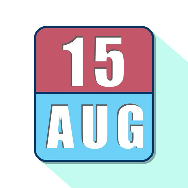 Le 15 août. Jour 15 du mois, Icône calendrier simple sur fond blanc. Planifier. Gestion du temps. Ensemble d'icônes de calendrier pour la conception web. mois d'été, concept de jour de l'année — Photo