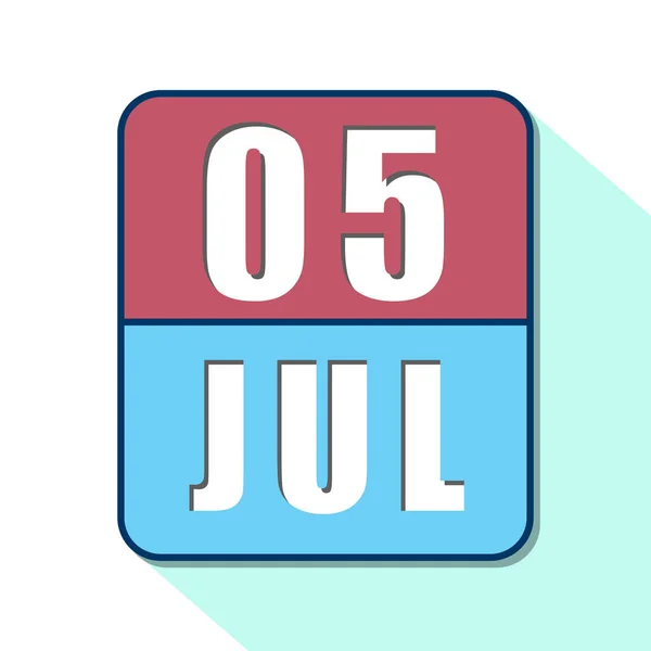 Den 5. juli. Dag 5 i måneden, Simpel kalender ikon på hvid baggrund. Planlægning. Tidsstyring. Sæt kalenderikoner til webdesign. sommermåned, dag i året koncept - Stock-foto