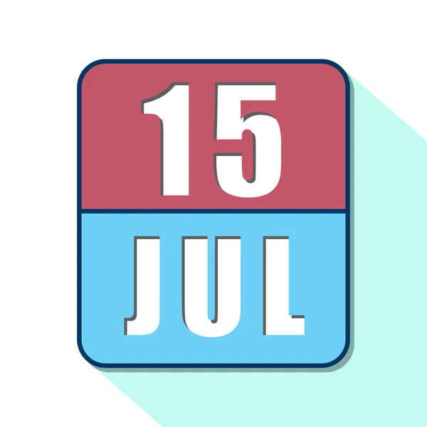 15 de julio. Día 15 del mes, icono de calendario simple sobre fondo blanco. Planeando. Gestión del tiempo. Conjunto de iconos de calendario para el diseño web. verano mes, día del año concepto —  Fotos de Stock