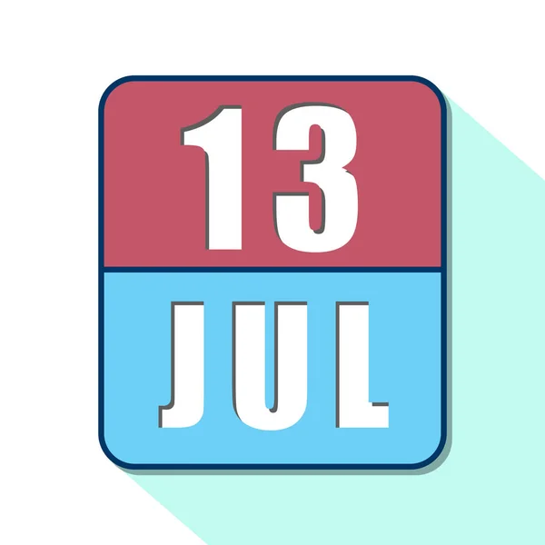 13 de julio. Día 13 del mes, icono de calendario simple sobre fondo blanco. Planeando. Gestión del tiempo. Conjunto de iconos de calendario para el diseño web. verano mes, día del año concepto —  Fotos de Stock