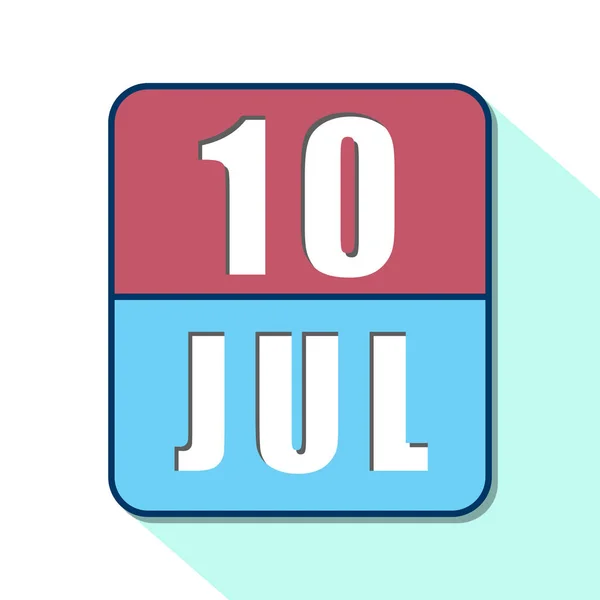10 de julio. Día 10 del mes, icono de calendario simple sobre fondo blanco. Planeando. Gestión del tiempo. Conjunto de iconos de calendario para el diseño web. verano mes, día del año concepto —  Fotos de Stock