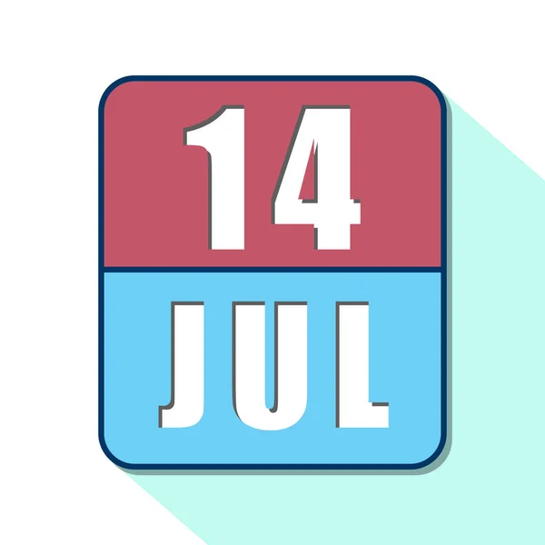 14 de julio. Día 14 del mes, icono de calendario simple sobre fondo blanco. Planeando. Gestión del tiempo. Conjunto de iconos de calendario para el diseño web. verano mes, día del año concepto —  Fotos de Stock