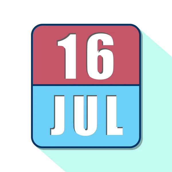 16. Juli. Tag 16 des Monats, einfaches Kalendersymbol auf weißem Hintergrund. Planung. Zeitmanagement. Reihe von Kalendersymbolen für Webdesign. Sommermonat, Tag des Jahres — Stockfoto