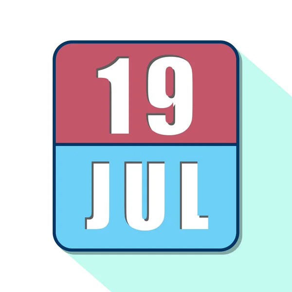 19 de julio. Día 19 del mes, icono de calendario simple sobre fondo blanco. Planeando. Gestión del tiempo. Conjunto de iconos de calendario para el diseño web. verano mes, día del año concepto —  Fotos de Stock