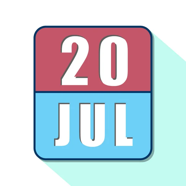 20 de Julho. Dia 20 do mês, ícone de calendário simples no fundo branco. Planejamento. Gestão de tempo. Conjunto de ícones de calendário para web design. mês de verão, conceito de dia do ano — Fotografia de Stock