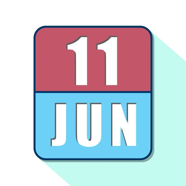 11 de junio. Día 11 del mes, icono de calendario simple sobre fondo blanco. Planeando. Gestión del tiempo. Conjunto de iconos de calendario para el diseño web. verano mes, día del año concepto —  Fotos de Stock