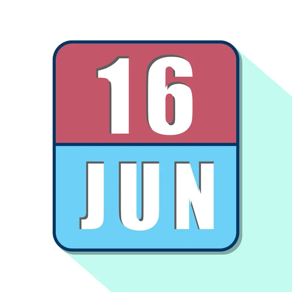 16 de junio. Día 16 del mes, icono de calendario simple sobre fondo blanco. Planeando. Gestión del tiempo. Conjunto de iconos de calendario para el diseño web. verano mes, día del año concepto —  Fotos de Stock