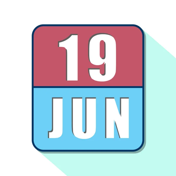 19 de junio. Día 19 del mes, icono de calendario simple sobre fondo blanco. Planeando. Gestión del tiempo. Conjunto de iconos de calendario para el diseño web. verano mes, día del año concepto —  Fotos de Stock