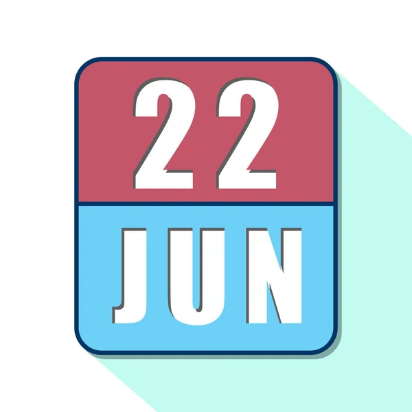 22 de junio. Día 22 del mes, icono de calendario simple sobre fondo blanco. Planeando. Gestión del tiempo. Conjunto de iconos de calendario para el diseño web. verano mes, día del año concepto —  Fotos de Stock