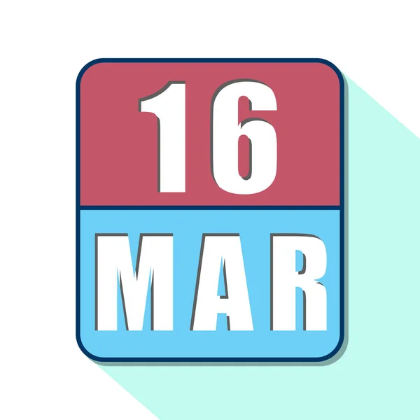 Le 16 mars. Jour 16 du mois, Icône de calendrier simple sur fond blanc. Planifier. Gestion du temps. Ensemble d'icônes de calendrier pour la conception web. printemps mois, jour de l'année concept — Photo
