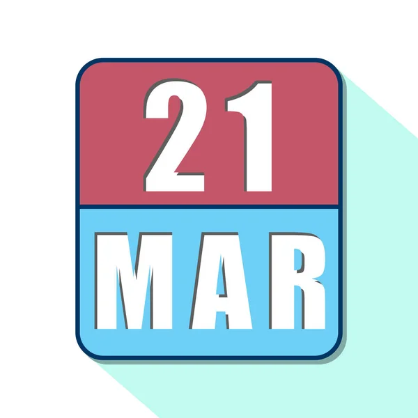 21 de marzo. Día 20 del mes, icono de calendario simple sobre fondo blanco. Planeando. Gestión del tiempo. Conjunto de iconos de calendario para el diseño web. mes de primavera, concepto del día del año —  Fotos de Stock