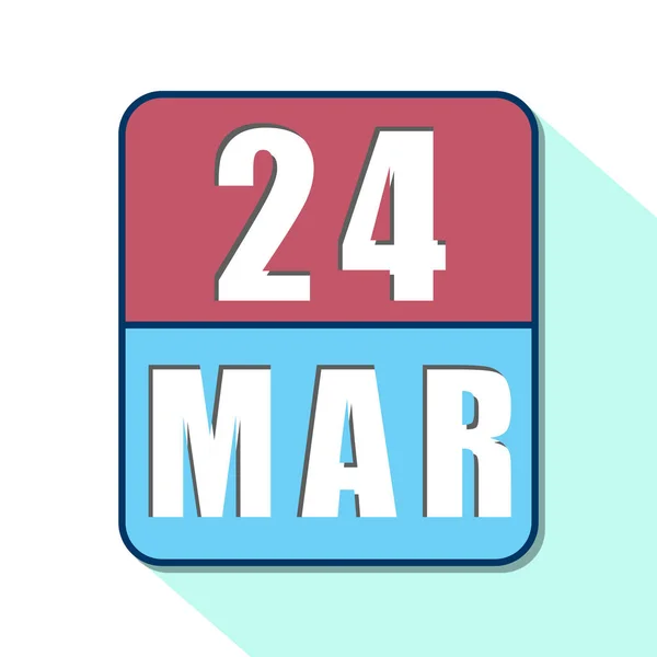 24 de marzo. Día 24 del mes, icono de calendario simple sobre fondo blanco. Planeando. Gestión del tiempo. Conjunto de iconos de calendario para el diseño web. mes de primavera, concepto del día del año —  Fotos de Stock