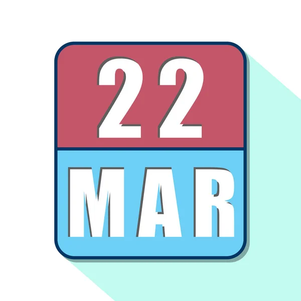 22 de marzo. Día 22 del mes, icono de calendario simple sobre fondo blanco. Planeando. Gestión del tiempo. Conjunto de iconos de calendario para el diseño web. mes de primavera, concepto del día del año —  Fotos de Stock