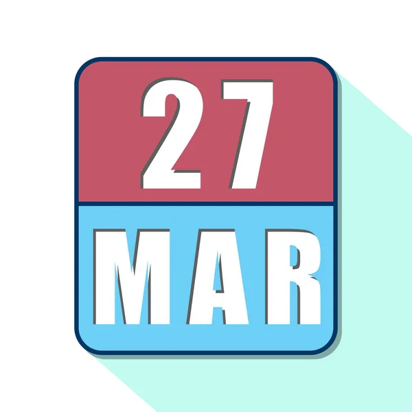 27 de marzo. Día 27 del mes, icono de calendario simple sobre fondo blanco. Planeando. Gestión del tiempo. Conjunto de iconos de calendario para el diseño web. mes de primavera, concepto del día del año —  Fotos de Stock