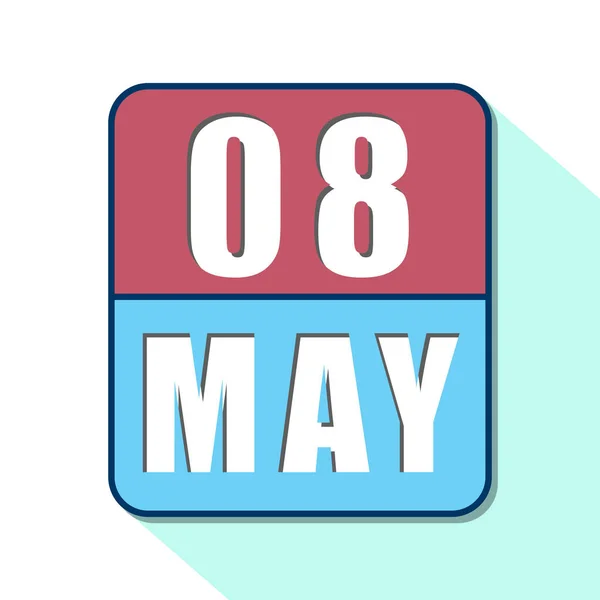 8. Mai. Tag 8 des Monats, einfaches Kalendersymbol auf weißem Hintergrund. Planung. Zeitmanagement. Reihe von Kalendersymbolen für Webdesign. Frühlingsmonat, Tag des Jahres — Stockfoto