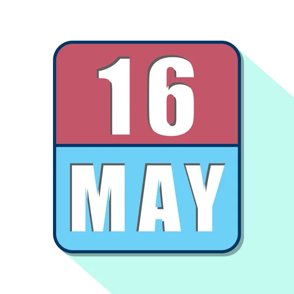 Le 16 mai. Jour 16 du mois, Icône de calendrier simple sur fond blanc. Planifier. Gestion du temps. Ensemble d'icônes de calendrier pour la conception web. printemps mois, jour de l'année concept — Photo