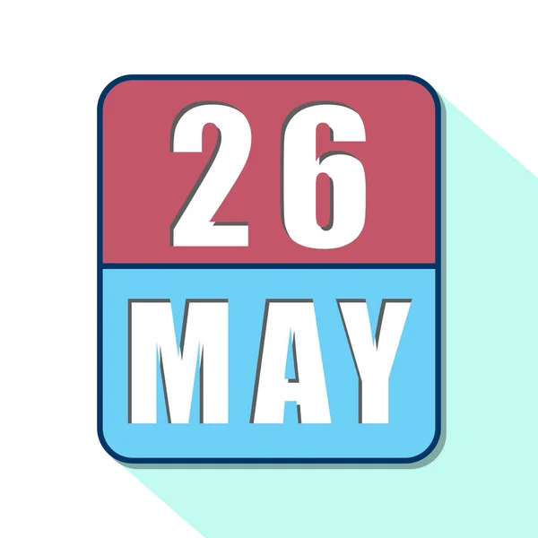 26 Μαΐου. Ημέρα 26 του μήνα, Απλό εικονίδιο ημερολογίου σε λευκό φόντο. Σχεδιάζω. Διαχείριση χρόνου. Σύνολο εικονιδίων ημερολογίου για σχεδιασμό ιστοσελίδων. άνοιξη μήνα, ημέρα του έτους έννοια — Φωτογραφία Αρχείου