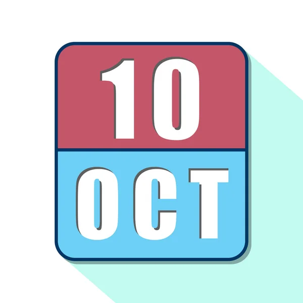 10. října. 10. den v měsíci, Jednoduchá ikona kalendáře na bílém pozadí. Plánování. Řízení času. Sada ikon kalendáře pro web design. podzimní měsíc, den koncepce roku — Stock fotografie